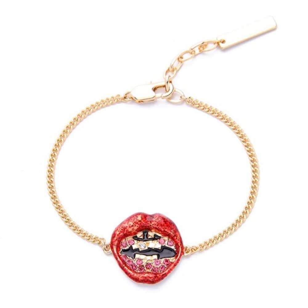 3x Chic Sparkle Red Lip Bracelets